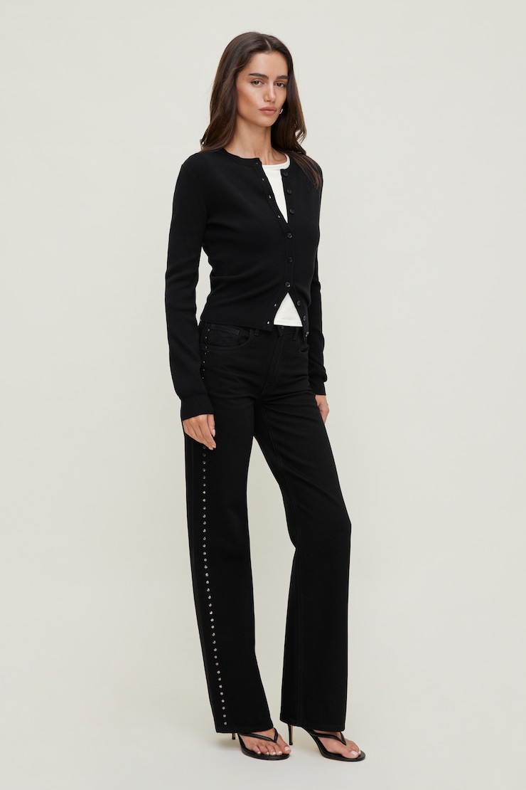 Rebecca Crewneck Cardigan Jet Black large