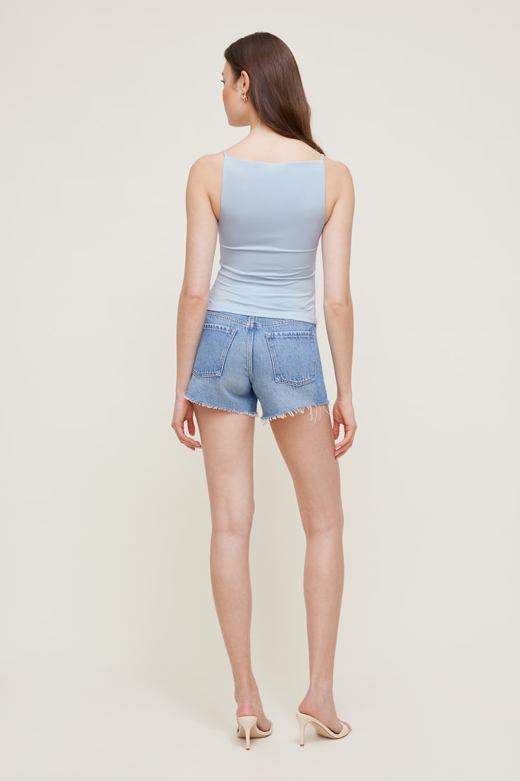 Sculpt Strappy Boat Neck Tank Top Heather Blue large