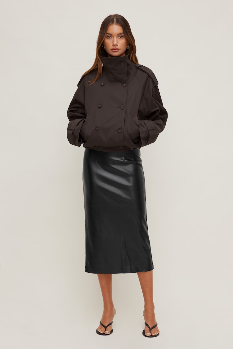 Siena Trench Bomber Jacket Java Brown large