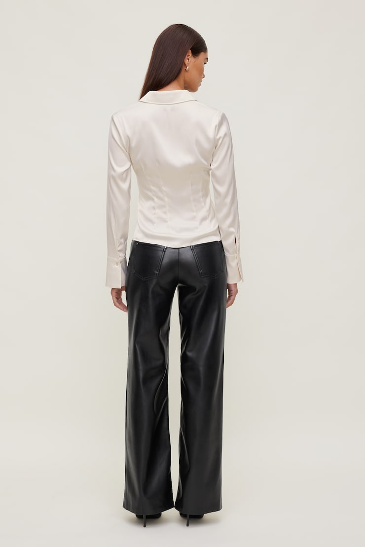 Devon Mid Rise Straight Leg Faux Leather Pants