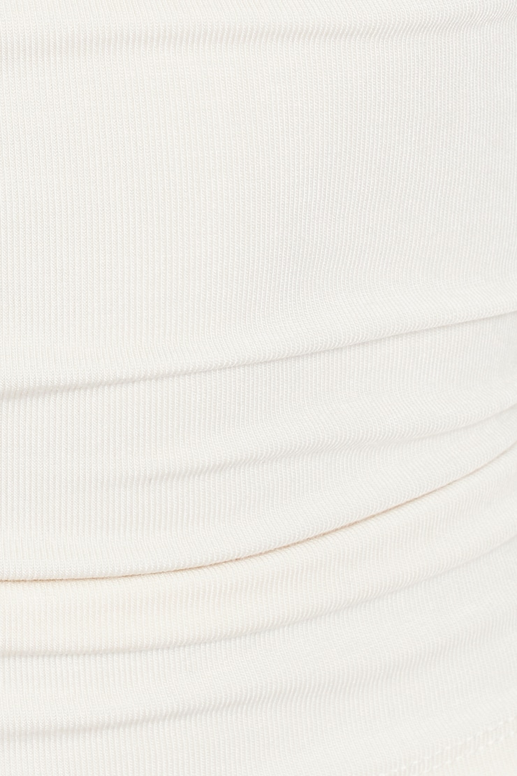 Plunge 3/4 Sleeve Top, Coconut Whip Beige, large