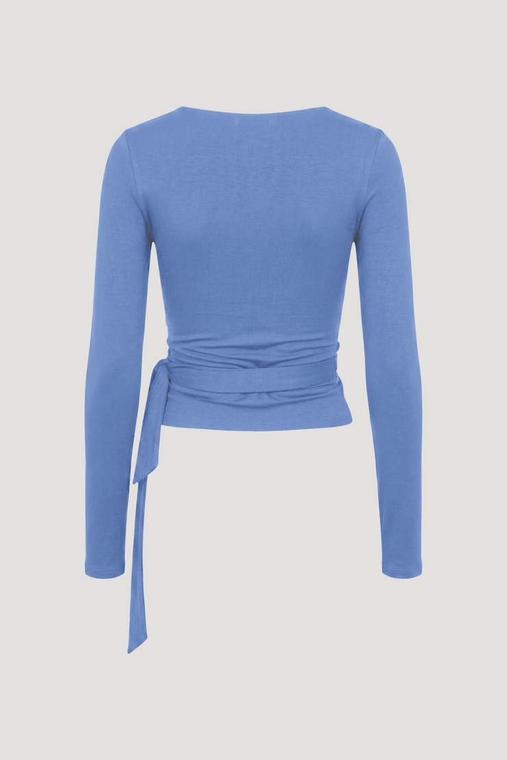Wrap Long Sleeve Top Blue Bonnet large