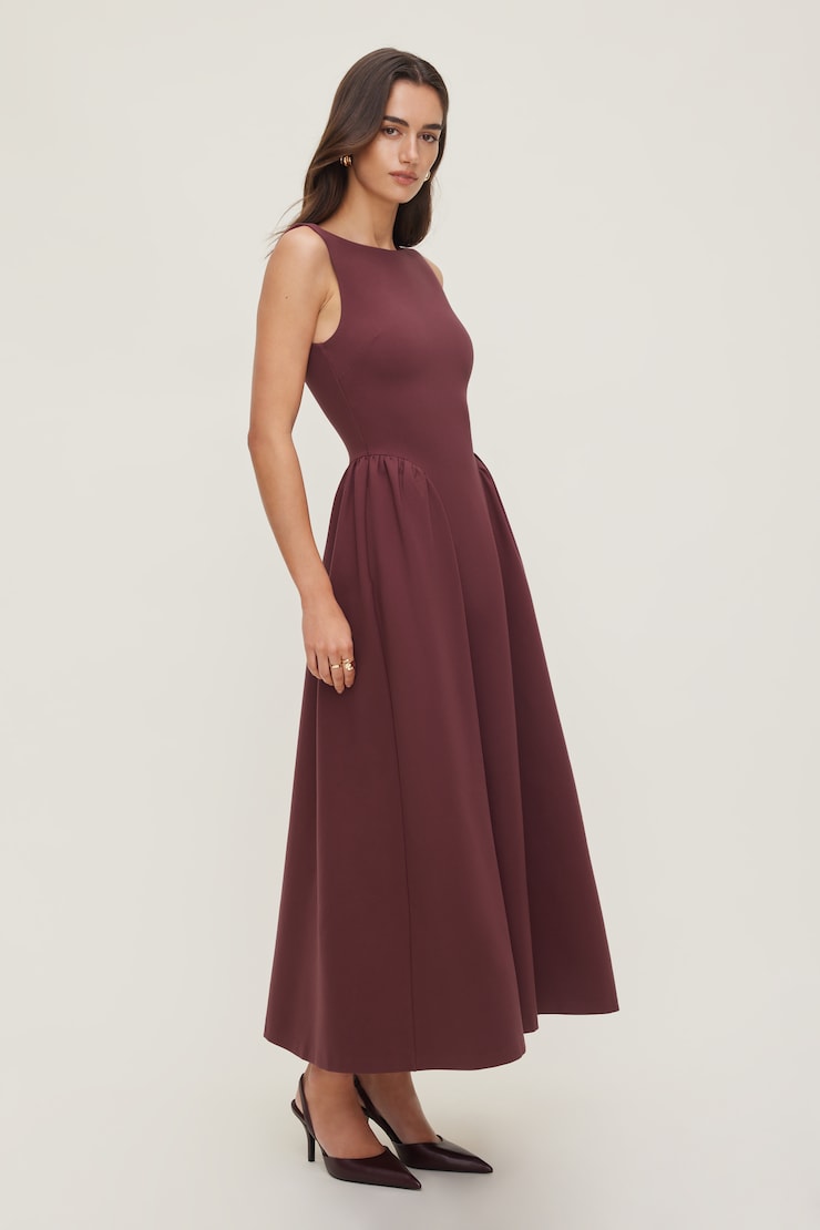 Iris Ponte Midi Dress Zinfandel Burgundy large