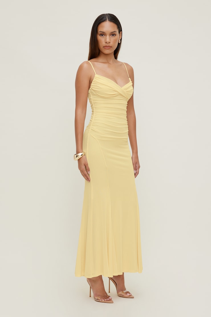 Delphi Mesh Maxi Dress Pale Yellow large