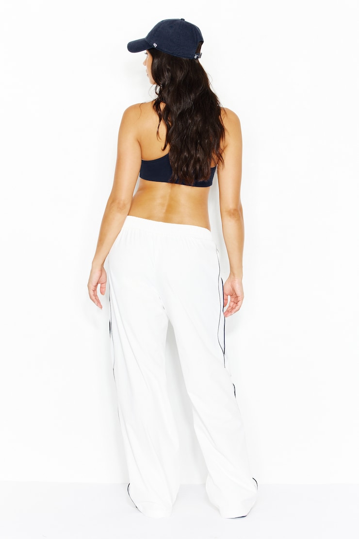 Studio Track Pants, BRIGHT WHITE W/NAVY STRIPE, large