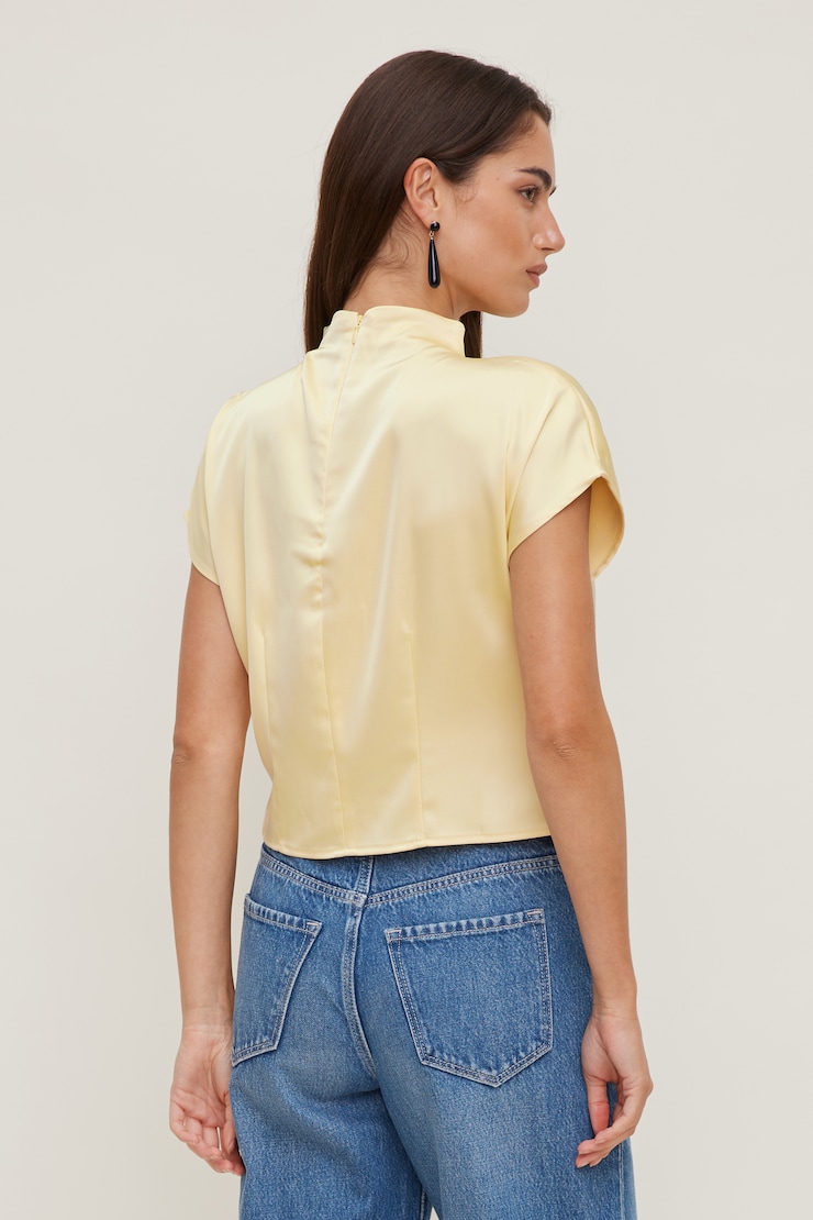 Ella Layered Satin Blouse Pale Yellow large