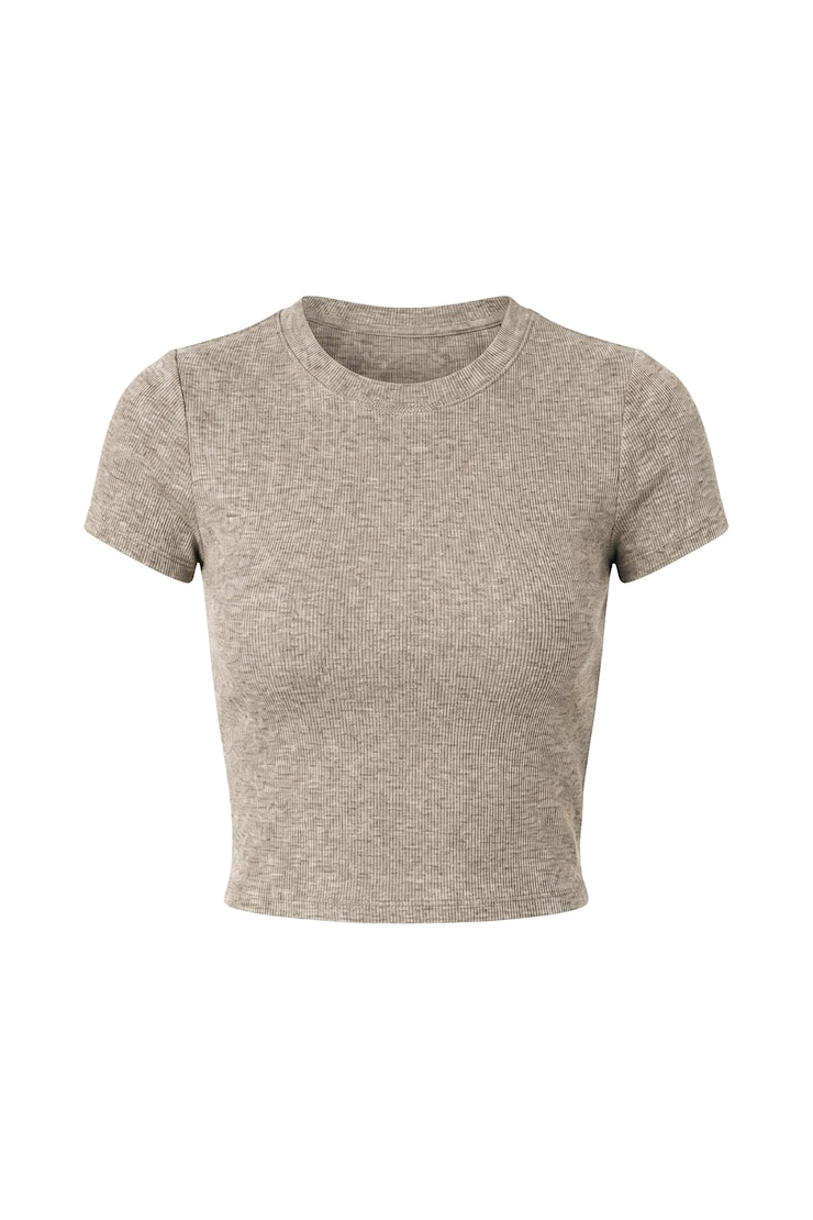 SnatchRib Cropped Crewneck T-Shirt, Chalet Brown, large