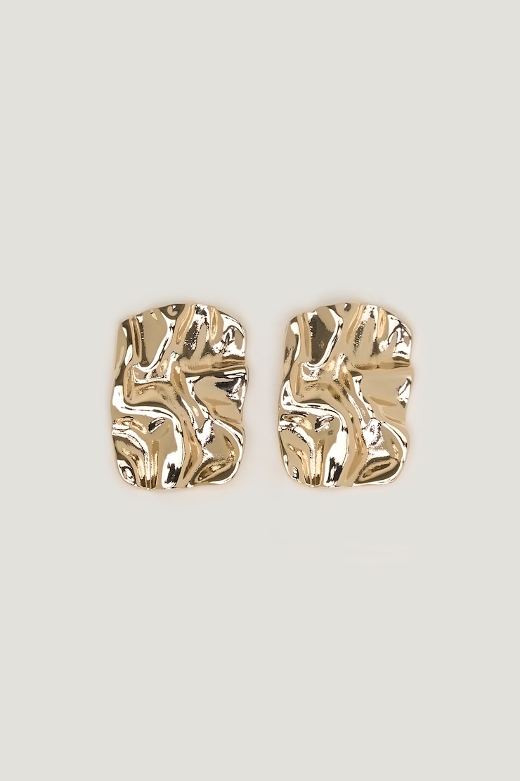 Crumpled Button Earrings