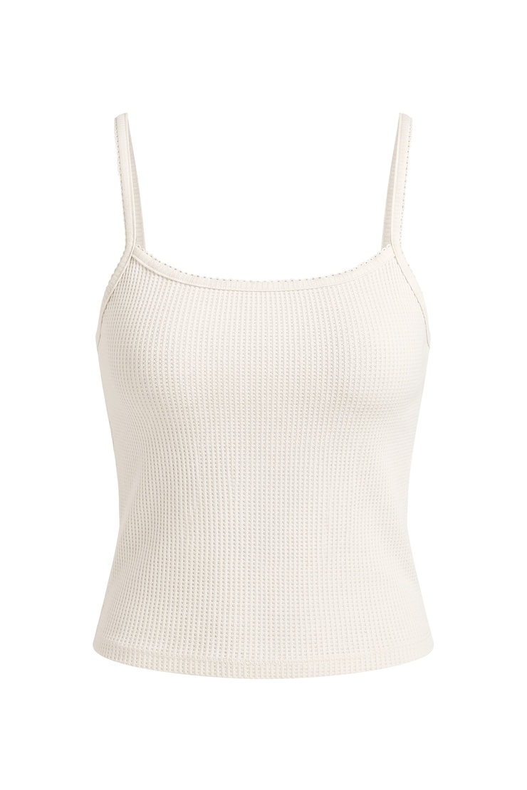 Waffle Cami Top, Coconut Whip Beige, large