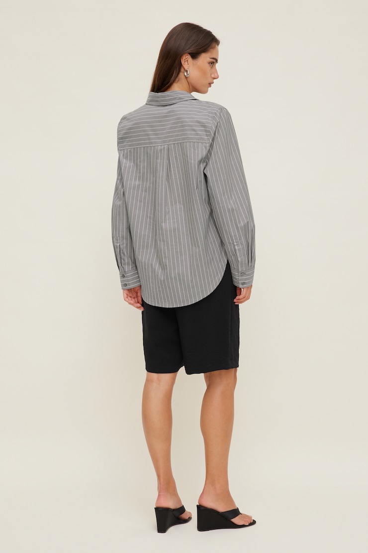 Isla Poplin Shirt Grey / White Stripes large