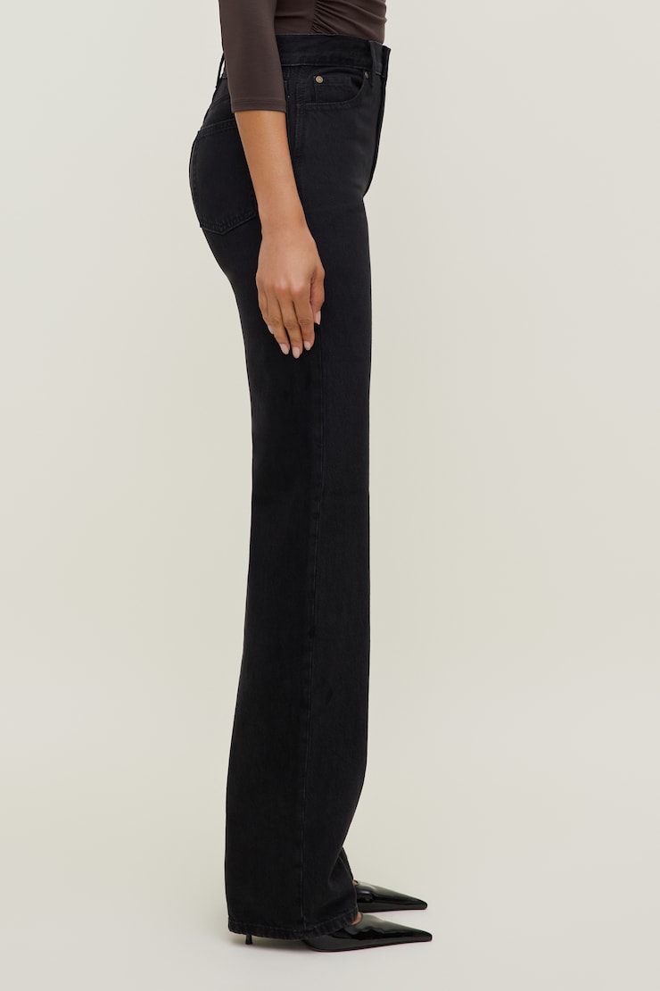 Jean Valentina semi-évasé à taille ultrahaute Noir granit large