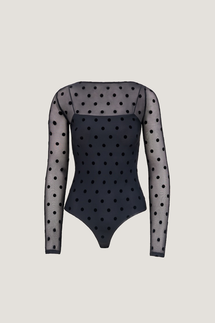Justaucorps en dentelle Dylane Noir encre en dentelle large