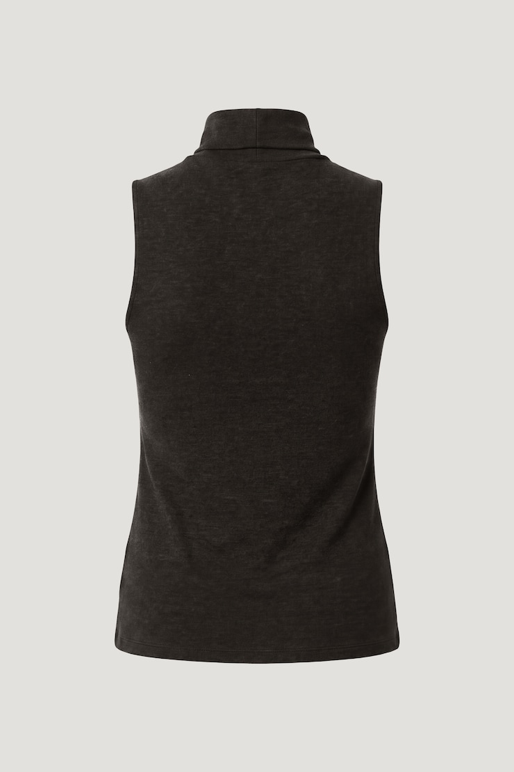 Sleeveless Turtleneck Top Carbon Grey Melange large