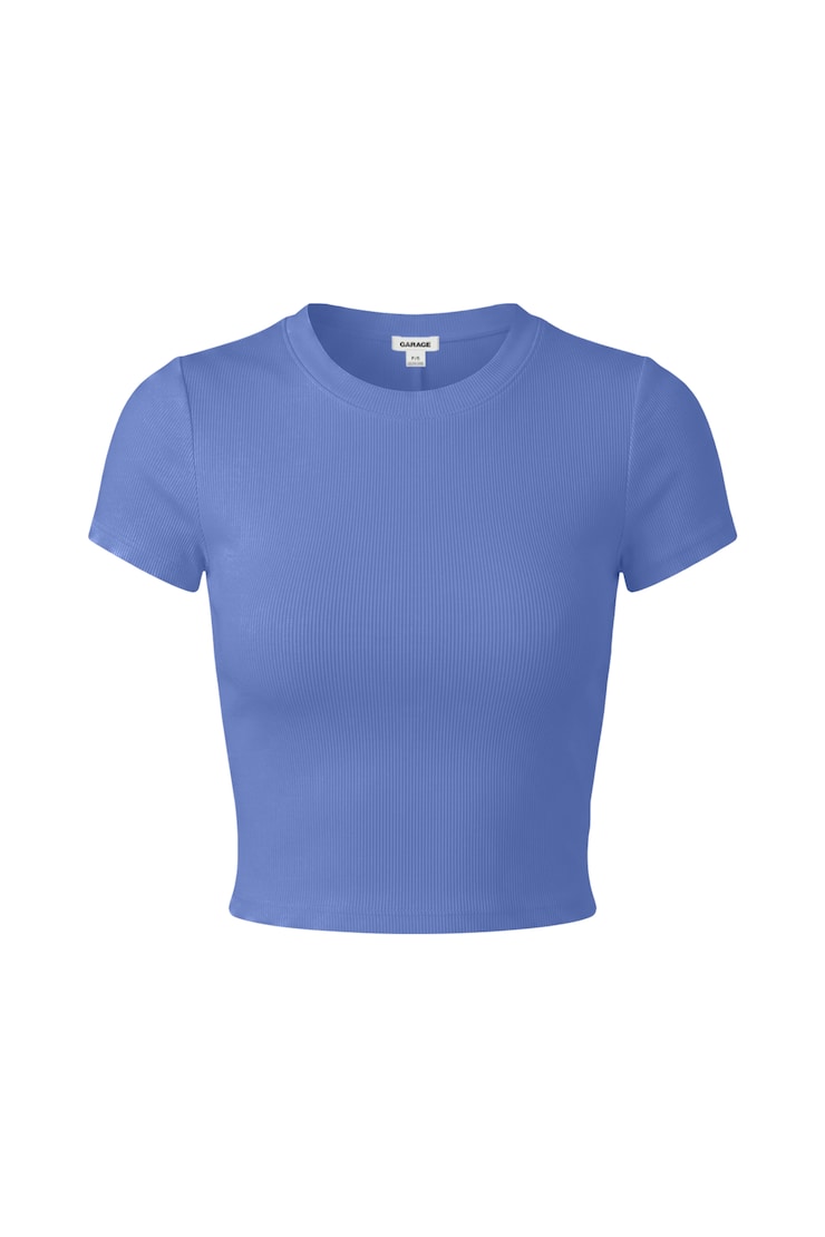 SnatchRib Cropped Crewneck T-Shirt, Blue Blush, large