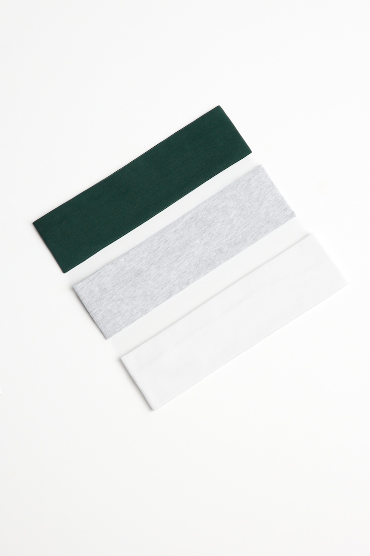 Set of 3 Stretchy Headbands, Green Envy/Grey/Snow White, large