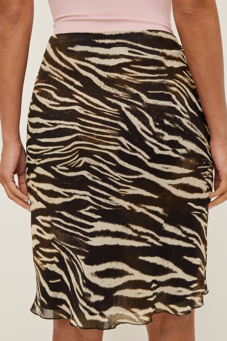 Esther Georgette Midi Skirt Zebra Brown large