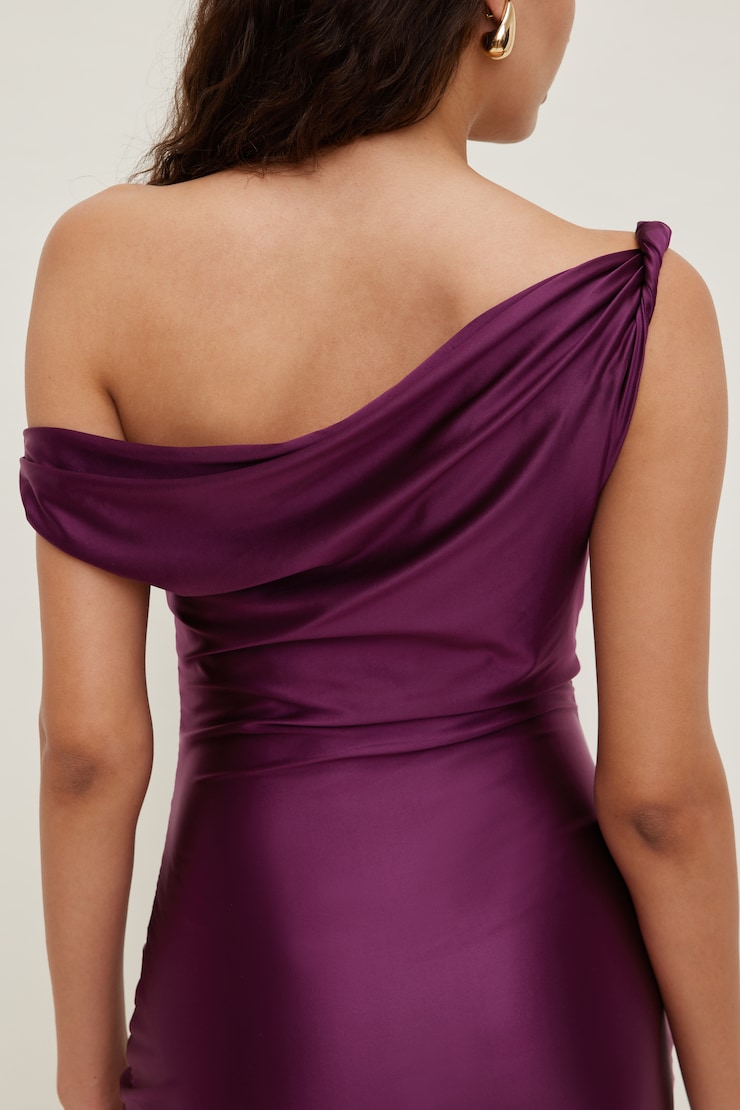 Jayde Stretch Satin Midi Dress Plum Caspia Purple large