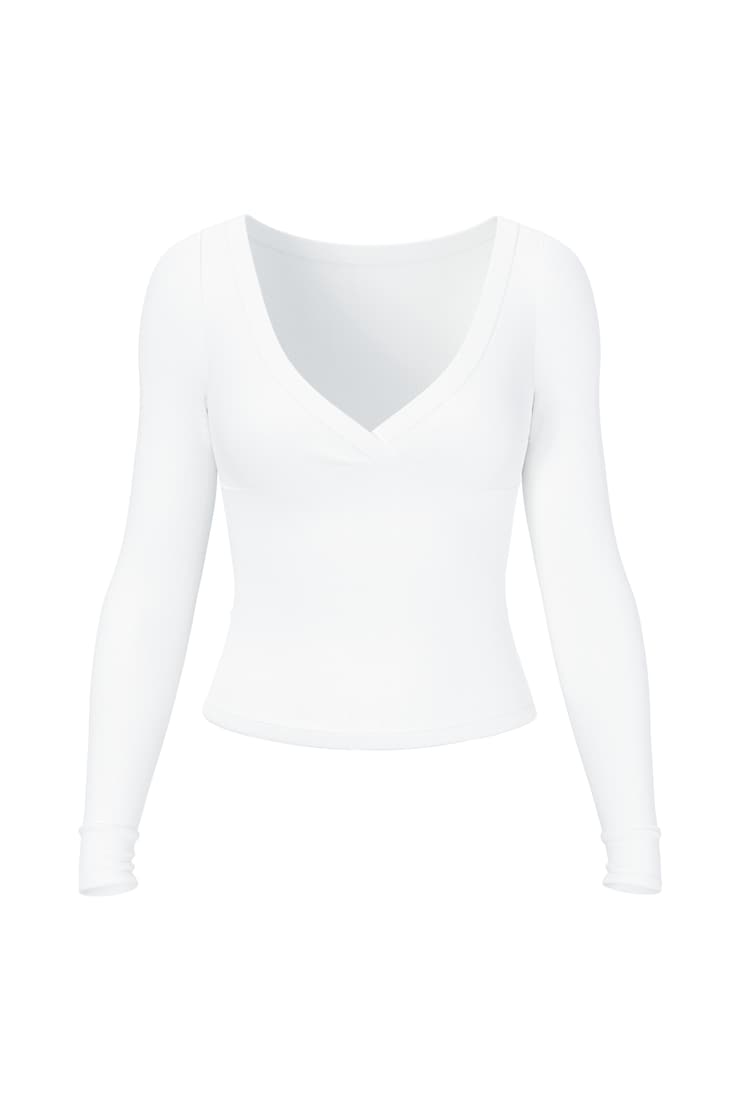SnatchRib Crossover Longsleeve Top, BRIGHT WHITE, large