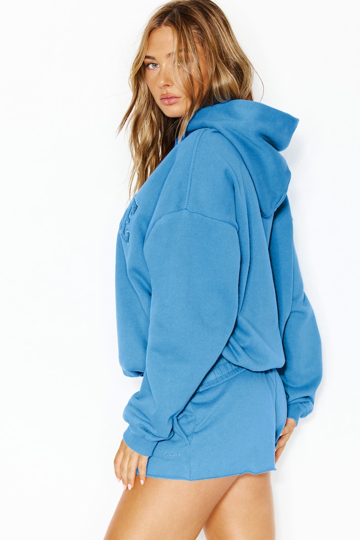 UltraFleece Hoodie, Blue Rebound with Chenille "Garage" Logo Art, large