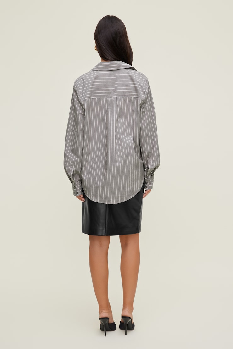 Chemise Isla en popeline Rayure gris/blanc large