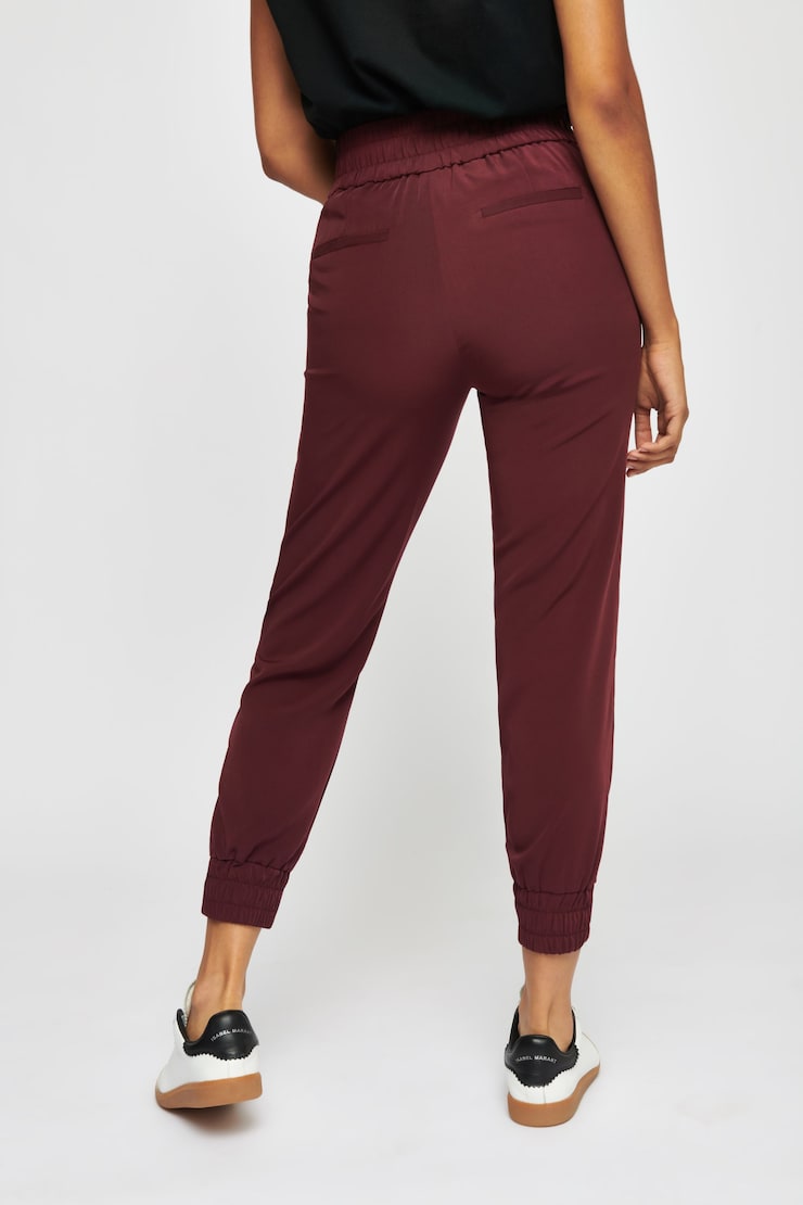 Jogger Sacha avec attache Vin rouge large