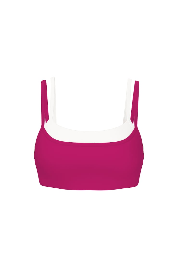 Active Double Layer Bra, Raspberry Cheeks Pink/Snow White, large