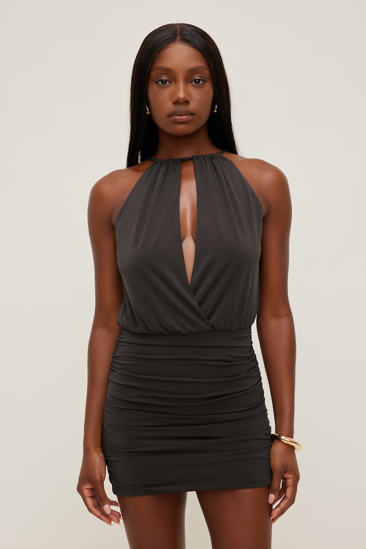 Sculpt Keyhole Mini Dress Chocolate Torte Brown large