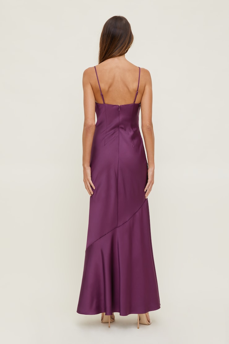 Robe bustier maxi en satin Mauve prune caspia large