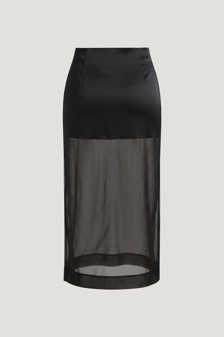 Organza Midi Skirt Jet Black large