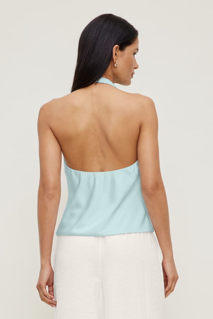 Camila Satin Blouse Wan Blue large