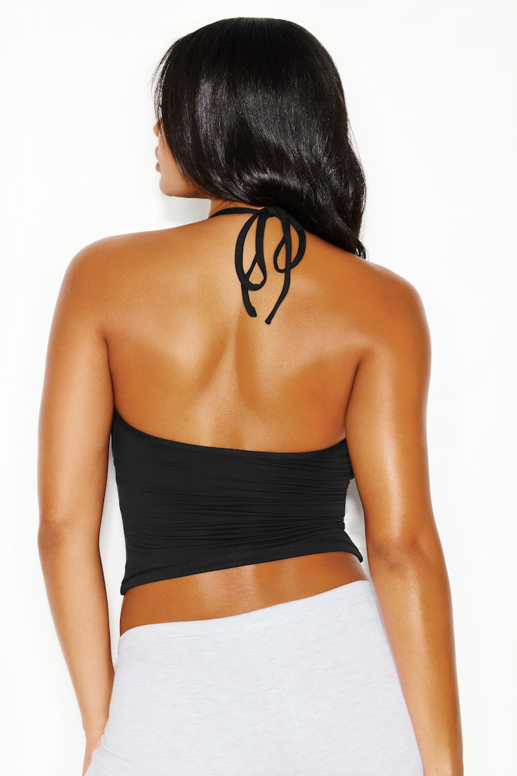 Baretouch Twist Halter Top, Jet Black, large