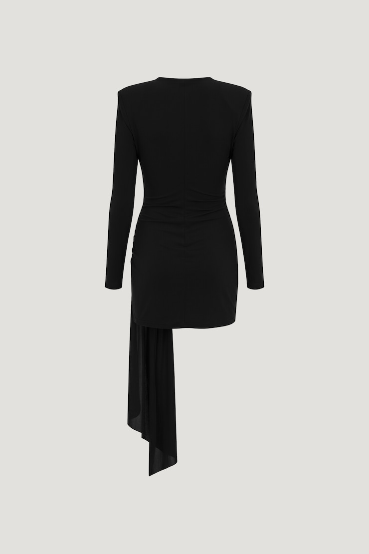 Kiara Draped Sash Mini Dress Jet Black large