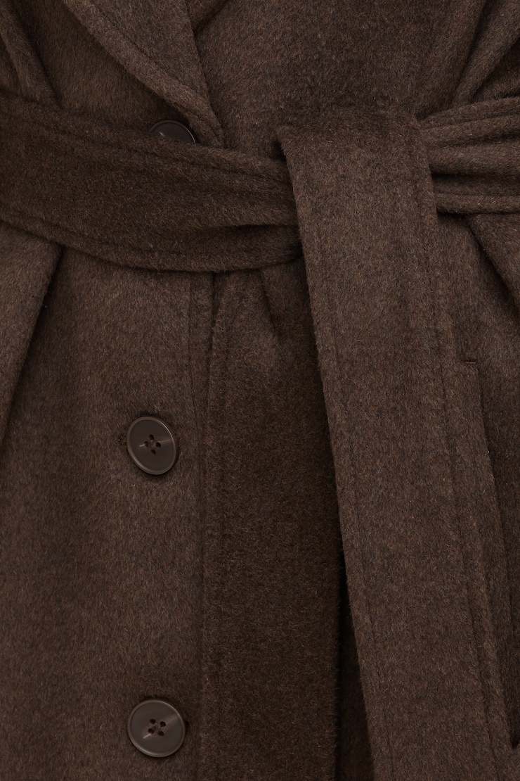 Faux Fur Trim Wool Coat Armadillo Brown large