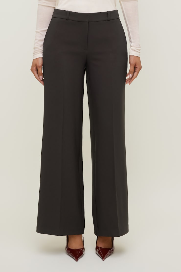 Crepe High Rise Wide Leg Pants