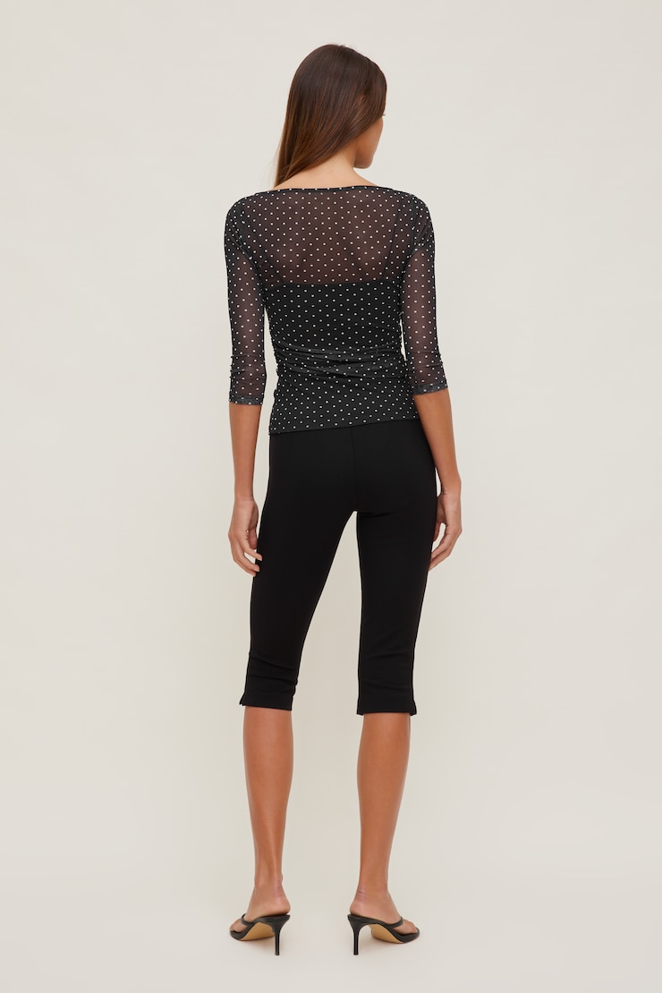 Maude Mesh Top Black w/ White Polka Dots large