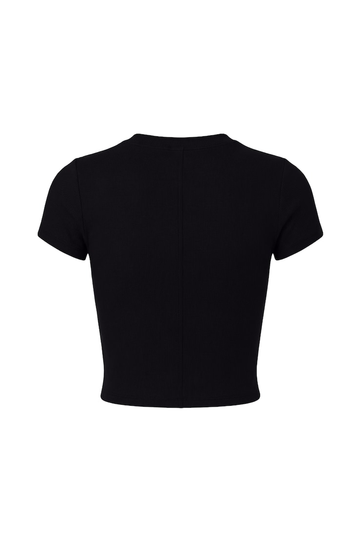 SnatchRib Cropped Crewneck T-Shirt, Jet Black, large