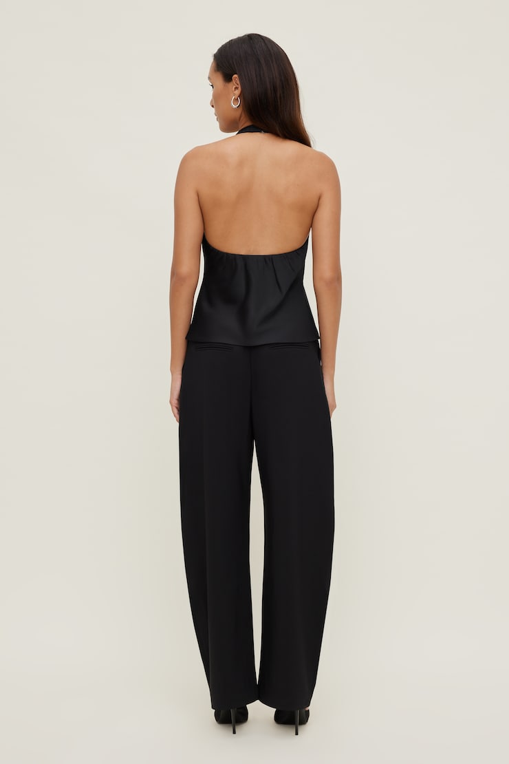 Mid Rise Barrel Leg Pants Jet Black large