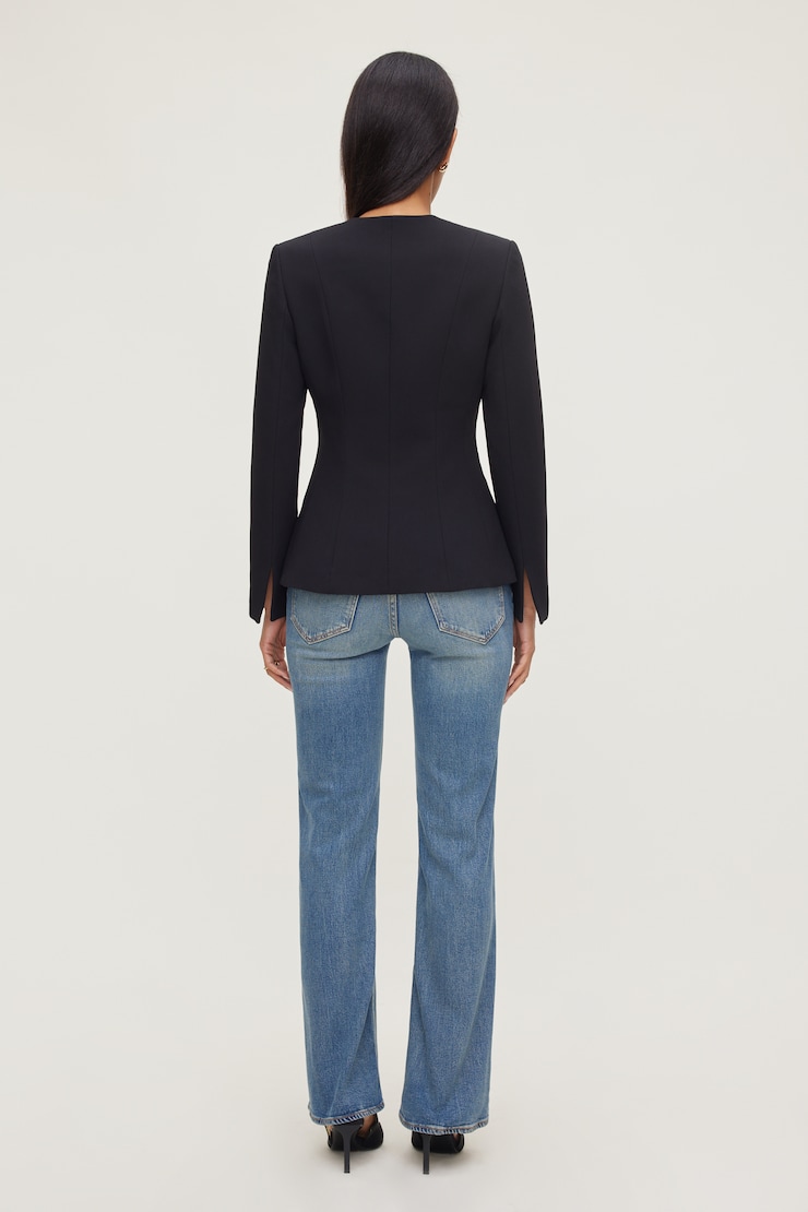 Plunge Small Button Blazer Jet Black large