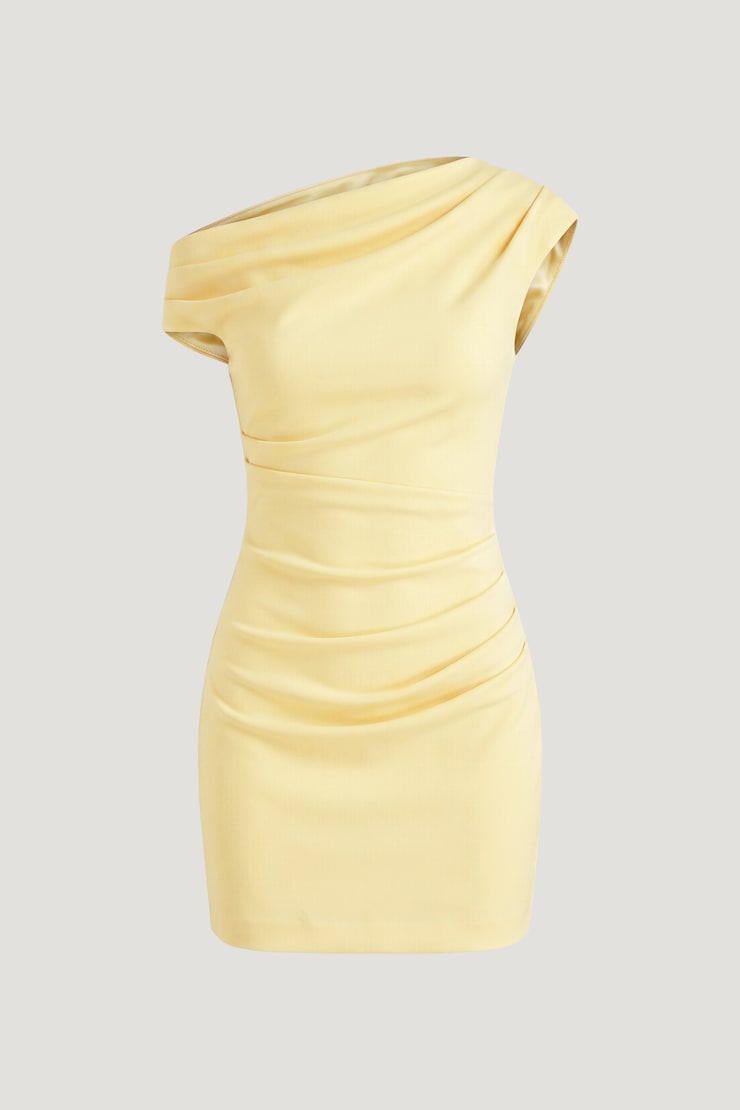 Jana Crepe Mini Dress Pale Yellow large