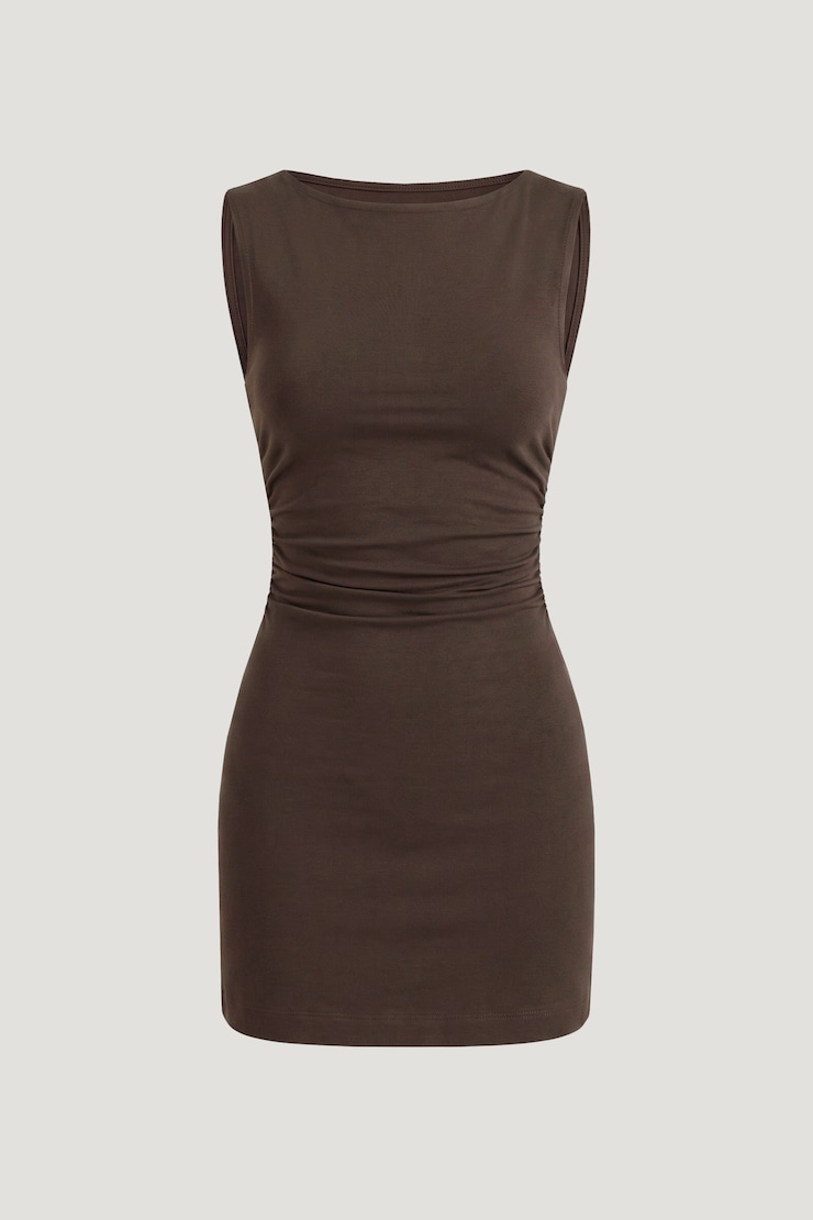 Katia Cotton Mini Dress Light Mocha Brown large