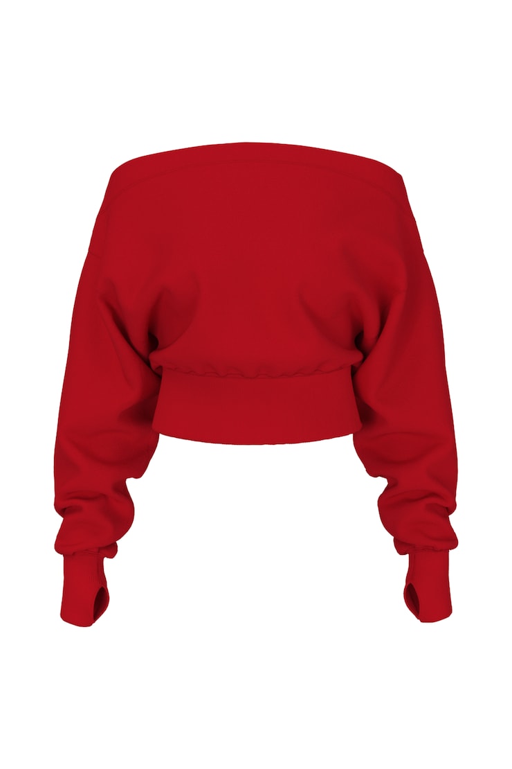 SoftTerry™ Rib Off Shoulder Sweater, Scarlet Flame Red, large