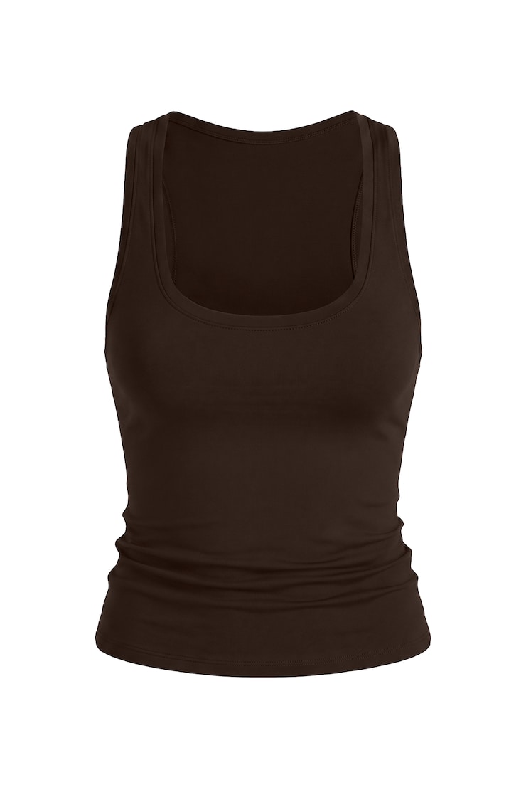 Sleek Scoop Tank Top, Armadillo Brown, large