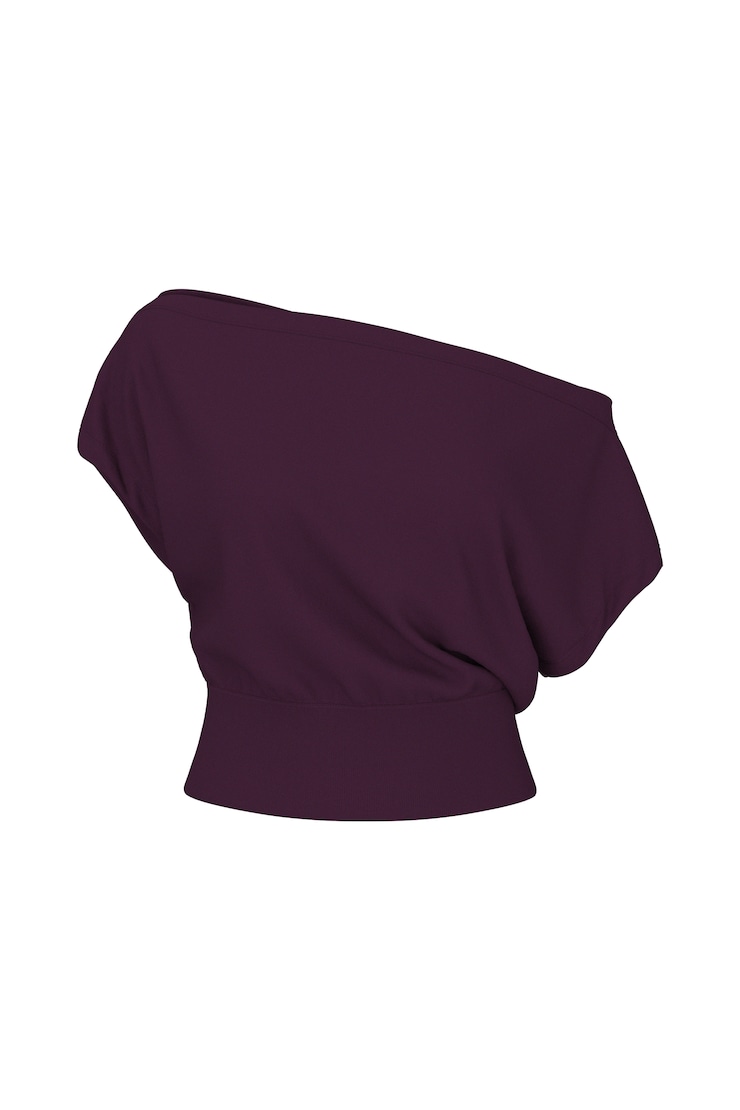 StretchTerry™ Off Shoulder Top, Wild Berry Maroon, large