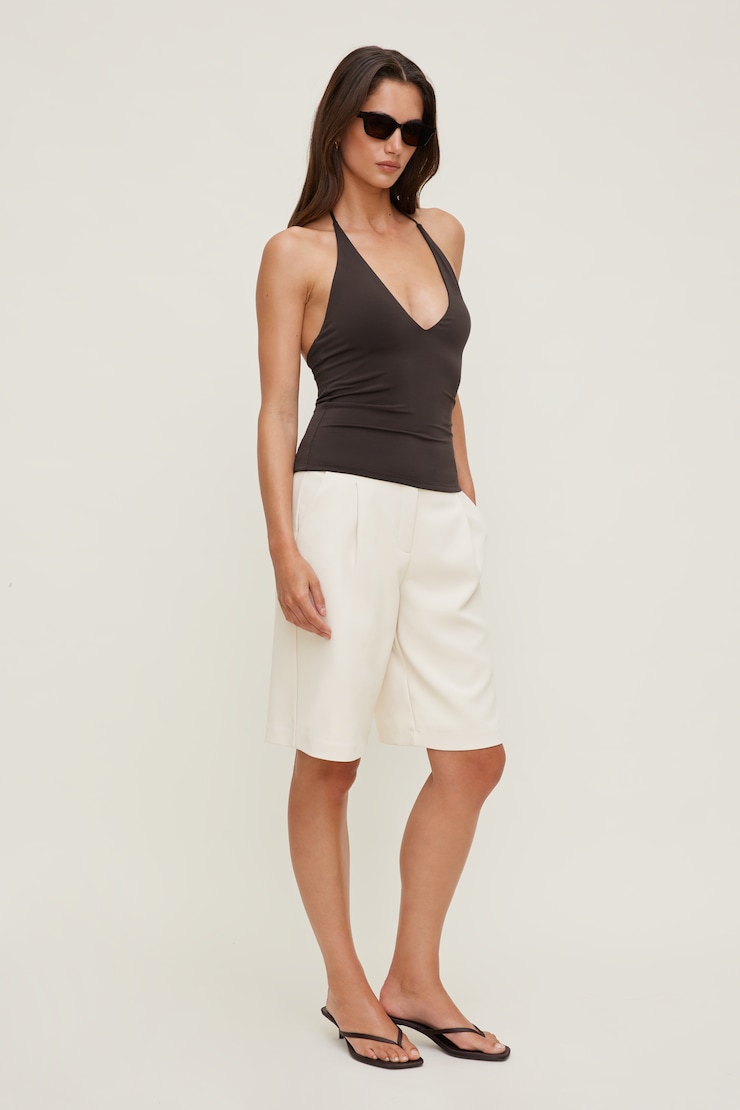 Sculpt Plunge Halter Top Java Brown large