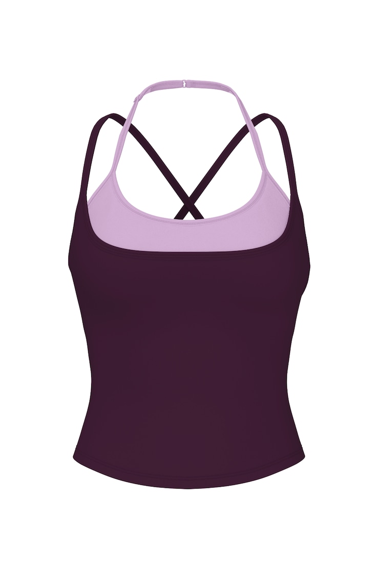 Active Layered Tank Top, Wild Berry Maroon/Charged Lilac Purple, large
