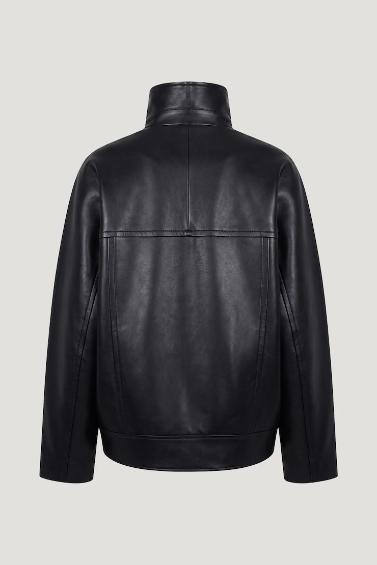 Cocoon Faux Leather Jacket Jet Black large