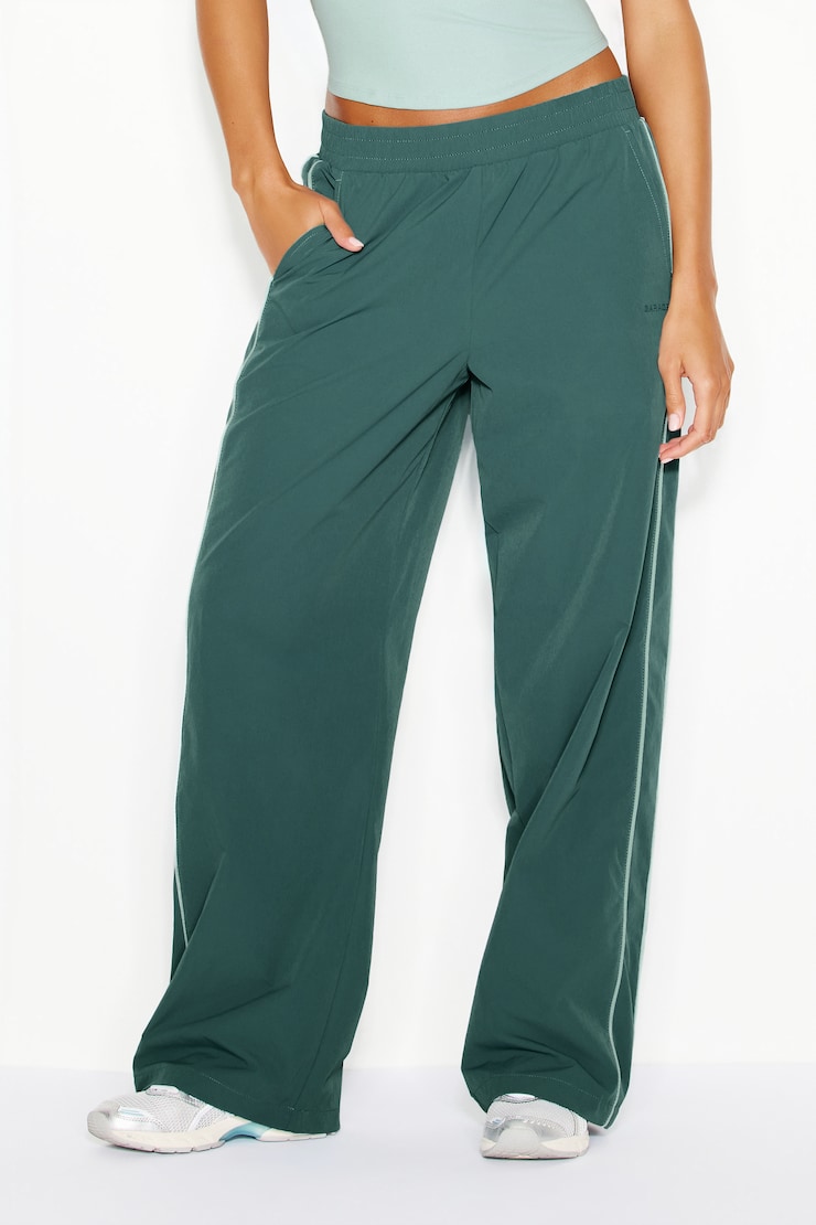 Pantalon en nylon à jambe droite, Tentation sarcelle/Trouble turquoise, large