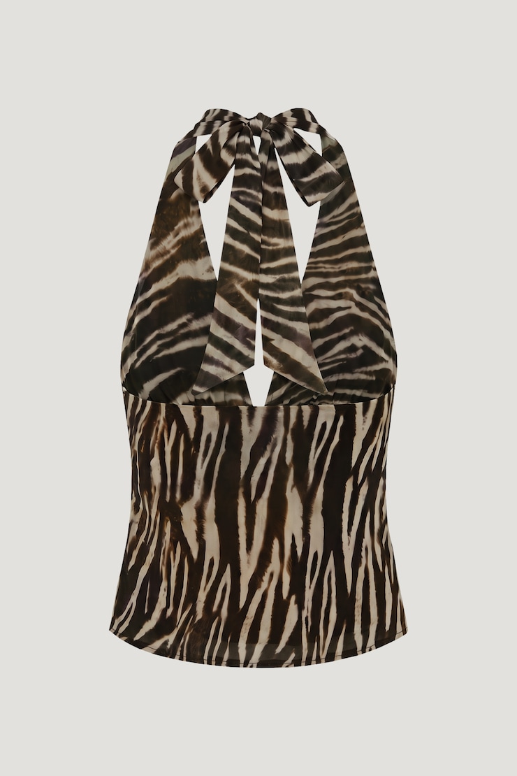 Vea Georgette Halter Top Zebra Brown large