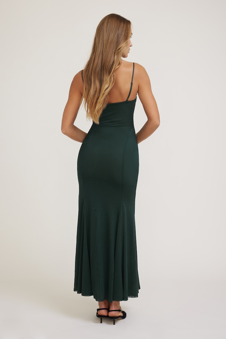 Monet Mesh Maxi Dress Scarab Green Mesh large