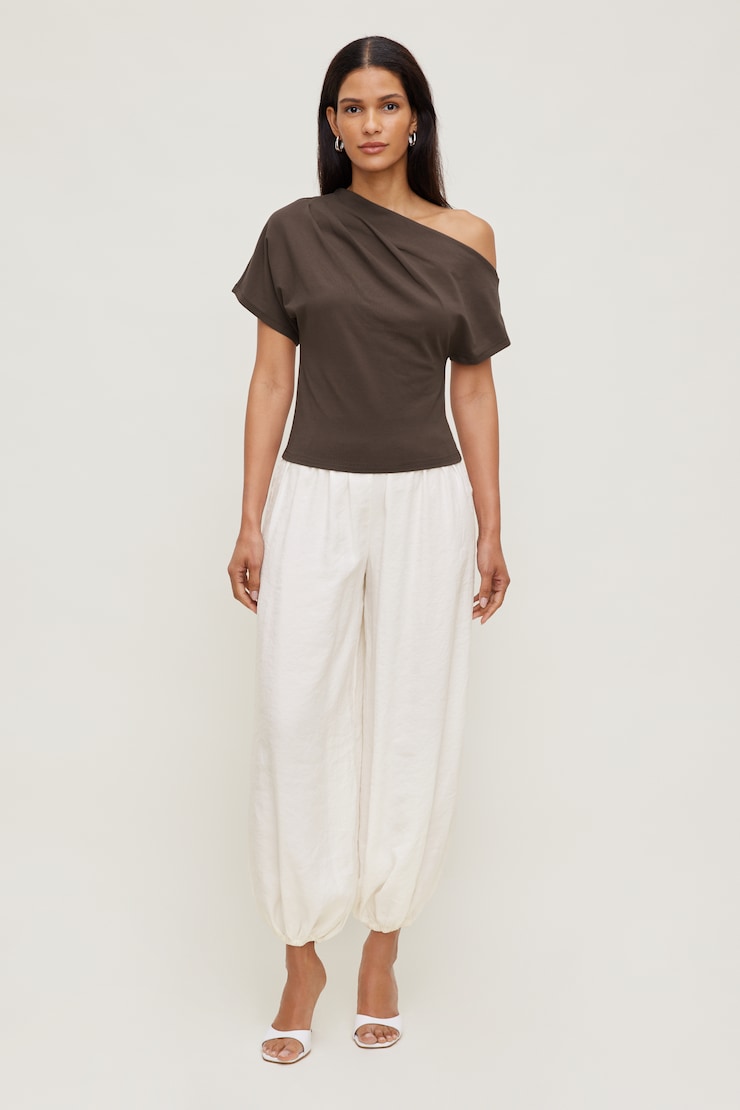 Alexa Cotton Spandex T Shirt Light Mocha Brown large